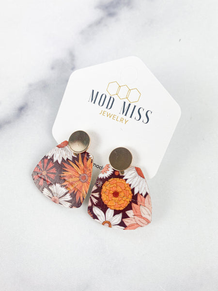 Cork Trapezoid Stud Earrings "Boho Mystery"