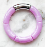 Acrylic Bamboo Bangle Bracelet "Marbled Lavender"