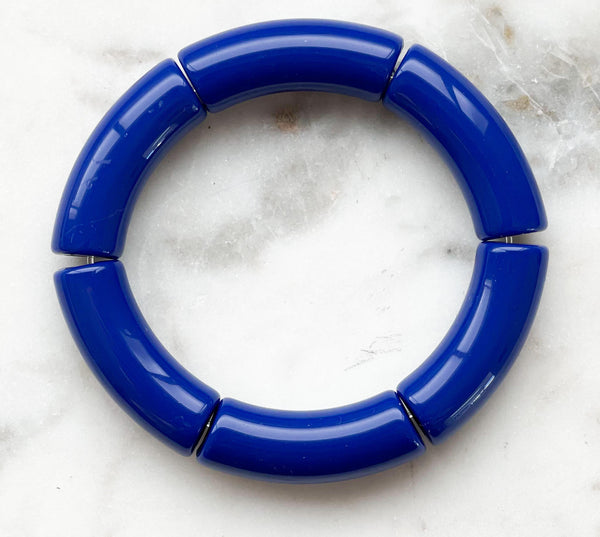 Acrylic Bamboo Bangle Bracelet "Royal Blue"