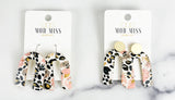 Cork+Leather Arch Earring "Leopard Pansy"