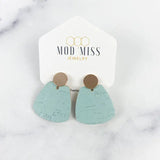 Cork Trapezoid Stud Earrings "Aqua"