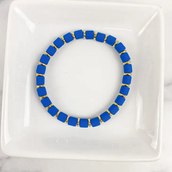 Clay Tube Bracelets with Disc 6mm "Royal Blue"