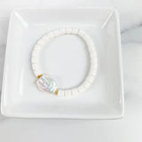 Clay Tube + FW Pearl Bracelet 6mm "White"