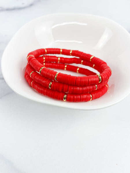 Heishi Small 6mm Color Pop Bracelet "Red"