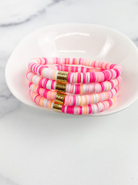 Heishi Small 6mm Color Pop Bracelet "Pink Peaches"