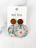 Cork+Leather Round Earring "Bloom Flowers"