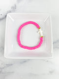 Heishi Small 6mm Color Pop Bracelet + Pearl Shell Cross