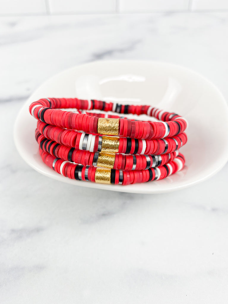 Red Vinyl Heishi Bead Bracelet, Red and White Vinyl Bracelet, Red Beaded  Bracelet, July 4th Bracelet, Valentines Bracelet 