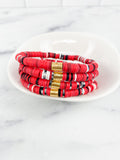 Heishi Small 6mm Color Pop Bracelet "Red & Black Mix"