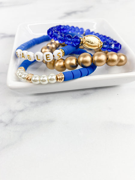 Clay Tube + Small Pearl Bracelet 6mm "Royal Blue"