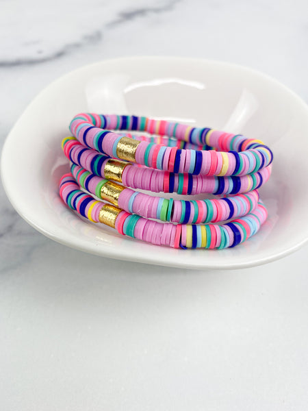 Heishi Small 6mm Color Pop Bracelet "Lavender Rainbow"