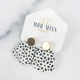 Cork Trapezoid Stud Earrings "Black Deco"