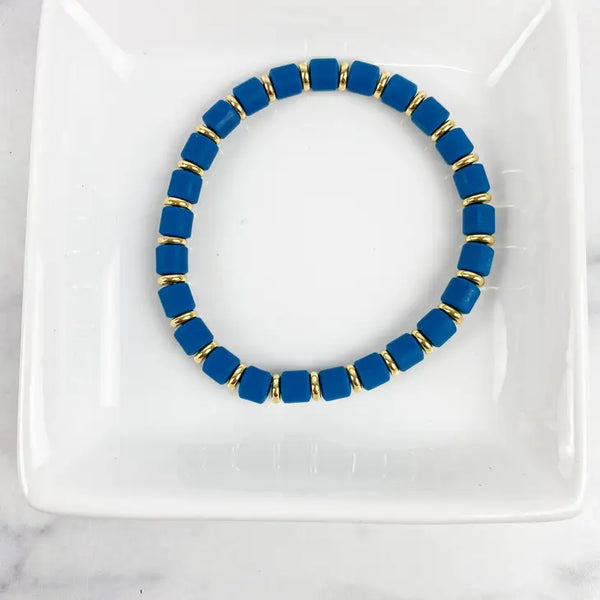 Clay Tube Bracelet with Disc 6mm "Navy Blue"