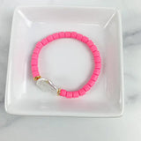 Clay Tube + FW Pearl Bracelet 6mm "Hot Pink"