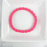 Clay Tube Bracelet with Disc 6mm "Hot Pink"