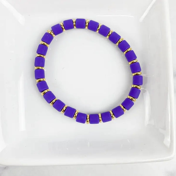 Clay Tube Bracelet with Disc 6mm "Purple"