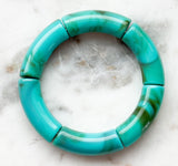 Acrylic Bamboo Bangle Bracelet "Marbled Turquoise"