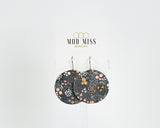 Cork+Leather Round Earring "Pastel Floral"