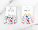 Cork+Leather Arch Earring "Patriotic Grunge"