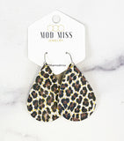 Leather Teardrop Earring "Chocolate Cheetah"