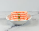 Heishi Color Pop Bracelet "Peach Gold Barrel"