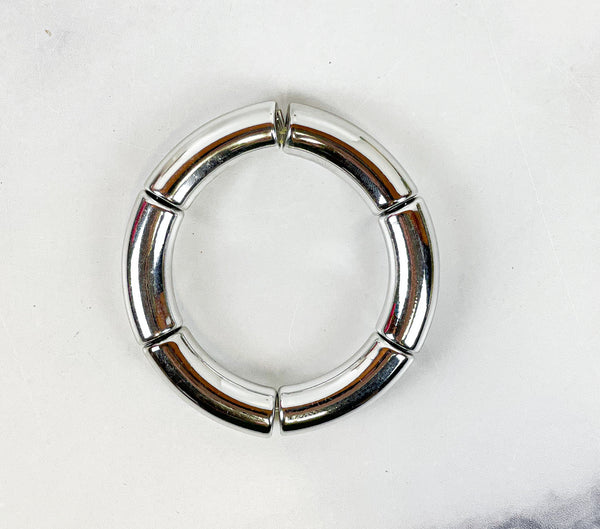 Acrylic Bamboo Bangle Bracelet "Silver"