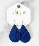 Leather Teardrop Earring "Palm Royal Blue"