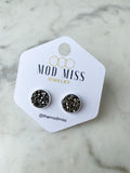 Druzy Stud Earring "Gunmetal"