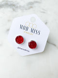 Druzy Stud Earring "Red"