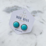 Cam Stud Earring "Turquoise in Bronze Setting"