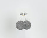 Cork+Leather Round Earring "Fine Glitter Silver"