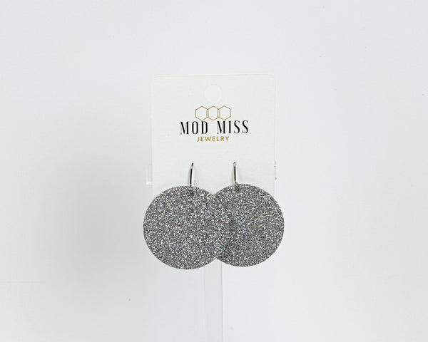Cork+Leather Round Earring "Fine Glitter Silver"