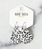 Leather Teardrop Earring "Dalmatian"