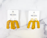 Cork+Leather Arch Earring "Mustard Yellow"