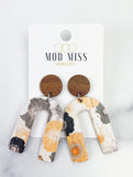 Cork+Leather Arch Earring "Anemones"