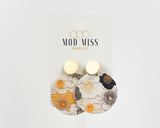 Cork+Leather Round Earring "Anemones"