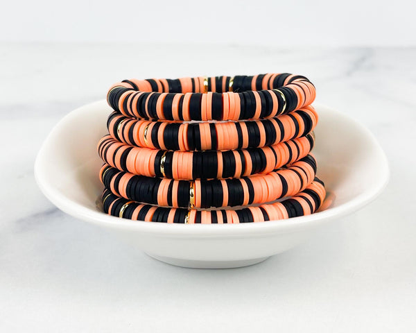Heishi Color Pop Bracelet "Black&Orange Multi"