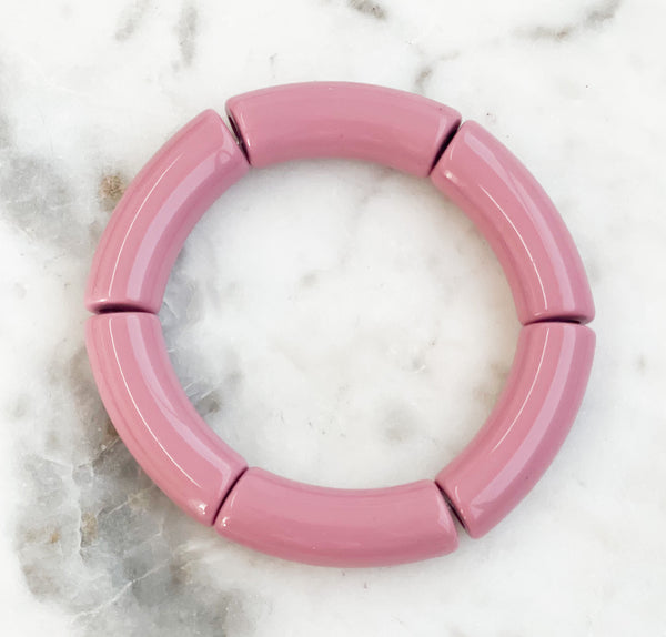 Acrylic Bamboo Bangle Bracelet "Dusty Rose"