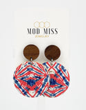 Cork+Leather Round Earring "Patriotic"