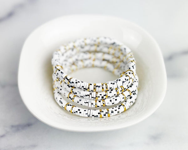Heishi Small 6mm Color Pop Bracelet "Dalmation"