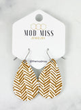 Leather Teardrop Earring "Golden Honey Chevron"