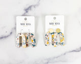 Cork+Leather Arch Earring "Yellow Fantasy"