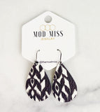 Leather Teardrop Earring "Aztec"