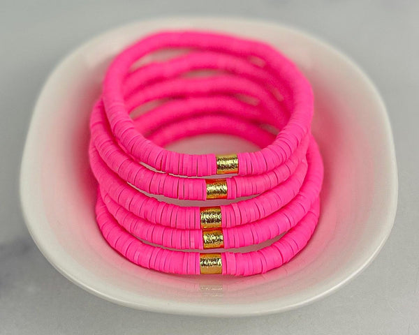 Heishi Small 6mm Color Pop Bracelet "Hot Pink"