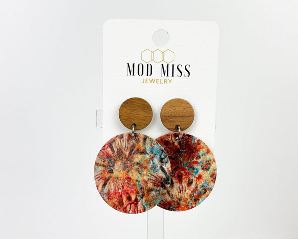 Cork+Leather Round Earring "Western"