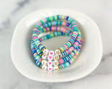 Heishi Small 6mm Color Pop Bracelet "I💗U"