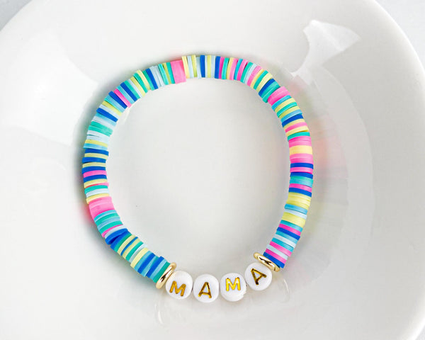 Heishi Small 6mm Color Pop Bracelet "mama"