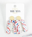 Cork+Leather Arch Earring "Patriotic Grunge"