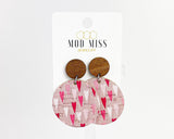 Cork+Leather Round Earring "Simple Hearts"