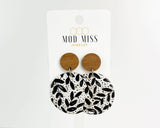 Cork+Leather Round Earring "Black Olive"